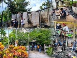 Respon Cepat, BidLabfor Polda Papua Olah TKP Kebakaran di Koya Barat