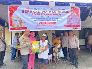 Dukung Stabilkan Harga Beras, Polresta Manokwari Gelar Gerakan Pangan Murah