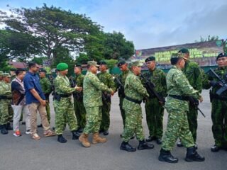 Sambut Kedatangan Personel Satgas Pamtas RI-PNG Mobile Yonif Raider 712/Wiratama, Dandim 1310/Bitung Hadir Pada Upacara Penyambutan
