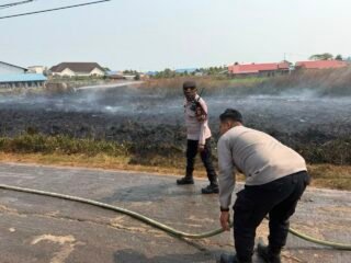 Karhutla di Jalan Kaliwedah 1 Sempat Dekati Permukiman, Polres Merauke Bersama Damkar dan BPBD Bergerak Cepat